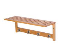 HOMCOM - Perchero de pared, estante 50 x 16 x 17,5 cm, 4 perchas, kit de fijación incluido, bambú natural