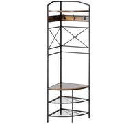 HOMCOM Perchero de Pie Angular con Banco y Zapatero en Estilo Industrial 50x50x183 cm Marrón Aosom España