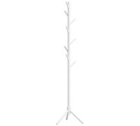 HOMCOM Perchero de Pie con 8 Ganchos para Ropa Árbol 40x40x165 cm Blanco | Perchero para Ropa de Madera, para Colgar Bolsas, Forma de Árbol, para Pasillo Entrada Dormitorio