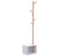 HomCom® Perchero de Pie con Zapatero Colgador Tipo Árbol Moderno 6 Ganchos para Colgar Ropa Bolsa Aosom