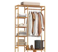 HOMCOM Perchero de Pie de Bambú con Estante 6 Niveles 90x30x145 cm Natural