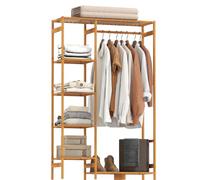 HOMCOM Perchero de Pie de Bambú con Estante 6 Niveles 90x30x145 cm Natural | Perchero para Ropa, Varilla Colgante, para Salón Dormitorio Entrada