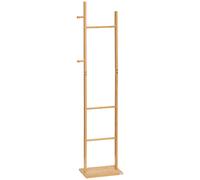 HOMCOM Perchero de Pie de Bambú Estilo Moderno con Ganchos y Barras para Entrada Pasillo Dormitorio 36x24x168 cm Natural Aosom España