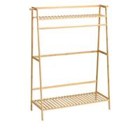 HOMCOM Perchero de Pie de Madera de Bambú para Ropa con 2 Estantes 2 Ganchos y Barra para Colgar 114x40x139 cm Natural Aosom España