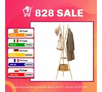 HOMCOM Perchero de Pie de Bambú, Perchero para Ropa con 2 Estantes y 9 Ganchos, Diseño Elegante, para Colgar Bolsas, Sombreros, en Pasillo, Entrada, Dormitorio, 58,5x58,5x176 cm, Natural Madera Natura