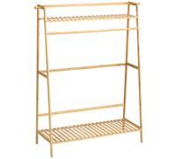 HOMCOM Perchero de Pie de Madera de Bambú para Ropa con 2 Estantes 2 Ganchos y Barra para Colgar 114x40x139 cm Natural Aosom España