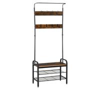HOMCOM Perchero de Pie Metálico Zapatero 3 Estantes 72x34x185cm | 8 Ganchos, Colgador para Zapatos Ropas, para Pasillo Entrada