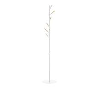 HOMCOM Perchero de Pie de Madera con 6 Ganchos para Ropas Bolsos Salón Entrada Dormitorio 35x35x174 cm Blanco Elegante Aosom España