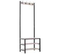 HOMCOM Perchero de Pie Perchero Metálico Zapatero 3 Estantes 4 Ganchos Colgador para Zapatos Ropas para Pasillo Entrada 60x40x175cm Aosom España