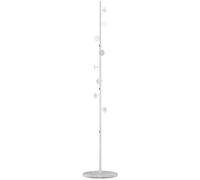 HOMCOM Perchero de Pie Perchero para Abrigos con 8 Ganchos para Colgar Ropa Bolsas Sombreros y Base de Mármol para Dormitorio Pasillo Entrada 35x35x170 cm Blanco
