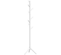 HOMCOM Perchero de Pie Perchero para Ropa de Madera con 8 Ganchos para Colgar Bolsas Forma de Árbol para Pasillo Entrada Dormitorio 40x40x165 cm Blanco