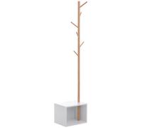 HomCom® Perchero de Pie con Zapatero Colgador Tipo Árbol Moderno 6 Ganchos para Colgar Ropa Bolsa Aosom