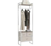 HOMCOM Perchero para Ropa Perchero Recibidor con 3 Cajones de Tela Barra para Colgar y Estante de Almacenamiento para Pasillo Dormitorio Sala de Estar 58,5x30x178 cm Natural