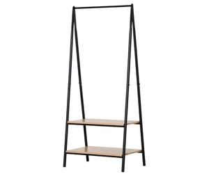HOMCOM Perchero de Ropa Burro de Pie 2 Estantes 64x42,5x149 cm Negro | Barra para Colgar, Marco de Acero, para Entrada, Pasillo, Dormitorio