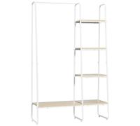 HOMCOM Perchero de Ropa de Madera con 5 Estantes 101x39x160 cm Natural | Perchero Multiusos, Barra para Colgar, para Dormitorio Salón Entrada, Estilo Industrial