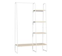 HOMCOM Perchero de Ropa de Madera Perchero Multiusos con 5 Estantes de Almacenaje y Barra para Colgar para Dormitorio Salón Entrada Estilo Industrial 101x39x160 cm Natural