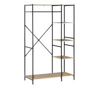 HOMCOM Perchero de Ropa Perchero de Madera con 4 Estantes de Almacenaje y Barra para Colgar Carga 30 kg para Dormitorio Salón Entrada 100x46x170,5 cm Natural