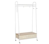 HOMCOM Perchero Metálico con Ruedas para Ropa con Riel Cajones 99x47x185cm