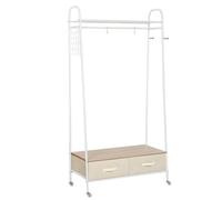 HOMCOM Perchero Metálico con Ruedas para Ropa con Riel Cajones 99x47x185cm | Colgador para Ropa, Estantes, Organizar Bolsos Zapatos, Hogar Vestidor Pasillo