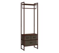 HOMCOM Perchero para Ropa Perchero Recibidor con 3 Cajones de Tela Barra para Colgar y Estante de Almacenamiento para Pasillo Dormitorio Sala de Estar 58,5x30x178 cm Marrón Rústico