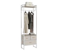 HOMCOM Perchero para Ropa Perchero Recibidor con 3 Cajones de Tela Barra para Colgar y Estante de Almacenamiento para Pasillo Dormitorio Sala de Estar 58,5x30x178 cm Natural