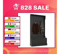 HOMCOM Perchero Zapatero con Banco de Almacenamiento y 5 Ganchos Estilo Moderno 96x34x179,7 cm Negro Negro