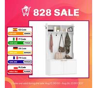 HOMCOM Perchero Zapatero con 2 Puertas y 6 Ganchos 100x38x172 cm Blanco