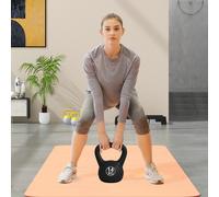 HOMCOM Pesa 14 kg, Kettlebell Revestimiento de Plástico y Relleno de Arena, con Mango Ancho y Base , para Entrenamiento Culturismo, en Casa, Gimnasio, Negro