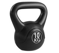 Homcom pesa rusa 10 kg, kettlebell revestimiento de plástico y relleno de arena, con mango ancho y base plana, para entrenamiento culturismo, en casa, gimnasio, negro 28 cm