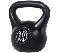 HOMCOM Pesa Rusa 10 kg, Kettlebell Revestimiento de Plástico y Relleno de Arena, con Mango Ancho y Base Plana, para Entrenamiento Culturismo, en Casa, Gimnasio, Negro