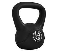 HOMCOM 4/6/8/10/12/14 kg Pesa Rusa Kettlebell Mango Ancho Base Plana Negro | Revestimiento de Plástico, Relleno de Arena, para Entrenamiento Culturismo, en Casa, Gimnasio