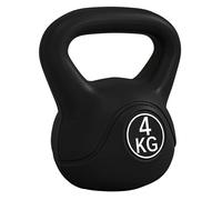 HOMCOM Pesa Rusa 4 kg, Kettlebell Revestimiento de Plástico y Relleno de Arena, con Mango Ancho y Base Plana, para Entrenamiento Culturismo, en Casa, Gimnasio, Negro