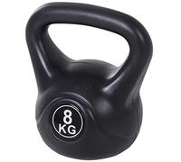 HOMCOM Pesa Rusa 8 kg, Kettlebell Revestimiento de Plástico y Relleno de Arena, con Mango Ancho y Base Plana, para Entrenamiento Culturismo, en Casa, Gimnasio, Negro