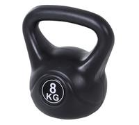 Homcom pesa rusa 8 kg, kettlebell revestimiento de plástico y relleno de arena, con mango ancho y base plana, para entrenamiento culturismo, en casa, gimnasio, negro 24 cm