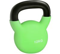 HOMCOM Pesa Rusa de 12 kg de Hierro Fundido Kettlebell con Revestimiento de Neopreno y Mango Ancho Mancuernas de Bola para Entrenamiento de Fuerza en Gimnasio Casa 20x13x23 cm Verde