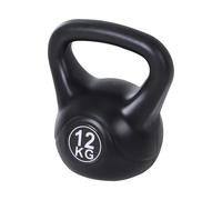 HOMCOM Pesa Rusa de 12 kg Kettlebell Relleno de Arena con Mango Ancho Antideslizante para Entrenamiento 27x21x31 cm Negro Aosom España