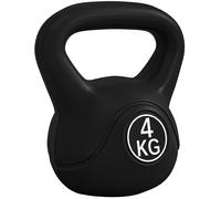 HOMCOM Pesa Rusa de 4 kg Kettlebell Relleno de Arena con Mango Ancho y Base Plana para Entrenamiento 18x12x20 cm Negro