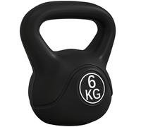 HOMCOM Pesa Rusa de 6 kg Kettlebell Relleno de Arena con Mango Ancho Antideslizante para Entrenamiento 20x13x22 cm Negro