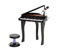 HOMCOM Piano Infantil 37 Teclas ElectróNiño Micrófono Luces USB/MP3 Karaoke Black