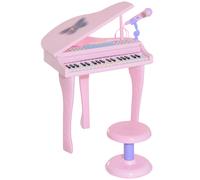 HOMCOM Piano Infantil 37 Teclas ElectróNiño Micrófono Luces USB/MP3 Karaoke Pink