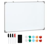 HOMCOM Pizarra Blanca Magnética con Borrador 4 Rotuladores y 10 Imanes para Oficina Hogar y Aula Borrado en Seco 90x60 cm Aosom España