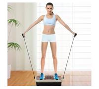 HOMCOM Placa de Vibración Plataforma Máquina de Drenaje Linfático para Pérdida de Peso con 2 Bandas Elásticas 200W Control Remoto 99 Velocidades USB Pantalla LED para Casa 54x33x14 cm Café y Negro