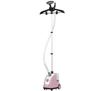 HOMCOM Plancha de Vapor con Depósito de 1,4 L y Temperatura Ajustable a 11 Niveles tipo Centro de Planchado Vertical 1800W 26x21,5x146 cm Rosa