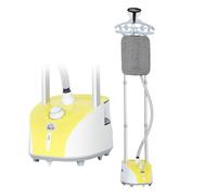 Homcom plancha vertical vapor 1950w, depósito de 2 l, 32g/min, plancha de vapor vertical con barra telescópica, listo en 38s,colgador de ropa, centro de planchado para hogar oficina, amarillo