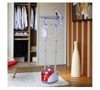 HOMCOM Plancha Vertical para Ropa 1800W Temperatura 11 Niveles Centro de Planchado Vertical con Depósito de 2L Rojo Aosom España