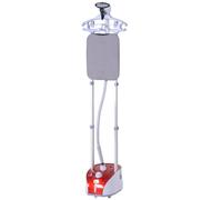HOMCOM Plancha Vertical Vapor 1950W Depósito de 2 L Listo en 38s Rojo | Plancha de Vapor Vertical, 32g/min, Barra Telescópica, Colgador de Ropa, Centro de Planchado para Hogar Oficina