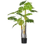 HOMCOM Planta Artificial 120 cm Monstera Artificial con 20 Hojas Verde | Árbol Artificial Decorativo, para Hogar, Salón, Dormitorio