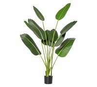 HOMCOM Planta Artificial Bananera de 160 cm con Maceta y 10 Hojas Realistas Planta Tropical Sintética para Decoración en Interior y Exterior Oficina Hogar Verde