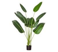 HOMCOM Planta Artificial Bananera de 160 cm con Maceta y 10 Hojas Verde | Hojas Realistas, Planta Tropical Sintética, para Decoración en Interior y Exterior, Oficina, Hogar