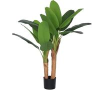 HOMCOM Planta Artificial Bananero 120 cm con Maceta y 15 Hojas Planta Decorativa para Interior Verde